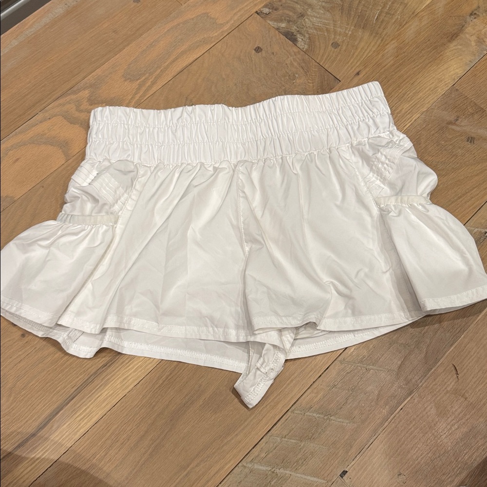 FP Movement White Ruffled Shorts